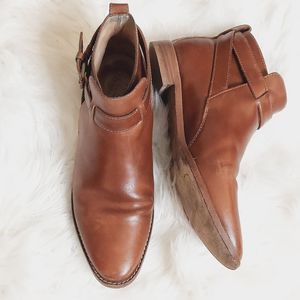 Madewell Genuine Leather Ankle Boots Hollis English Saddle Leather Pull-On